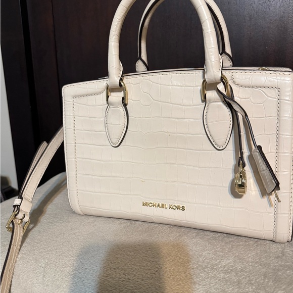 Michael Kors Zoe light cream Croc-Embossed Leather Satchel - Picture 2 of 10